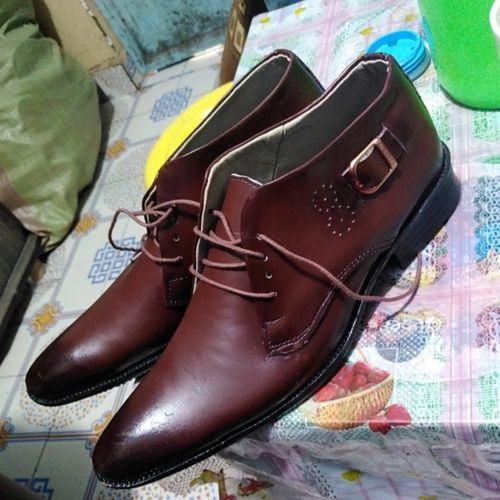 Fashion Men's Official Slip On Genuine Brown Leather Boots