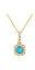 Fancy Square Blue Topaz and Cubic Zirconia Halo Pendant in 14K Yellow Gold