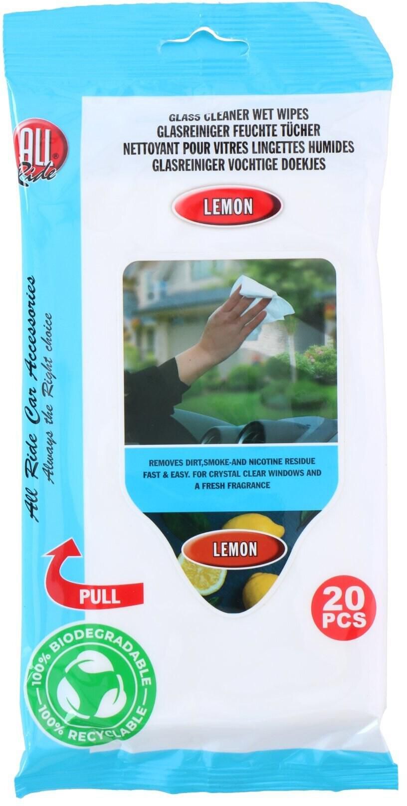 All Ride Glass Cleaner Wet Wipes Lemon 20 PCS