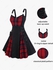 Lace Up Plaid Half Zipper Fit and Flare Gothic Dress - 1x | Us 14-16