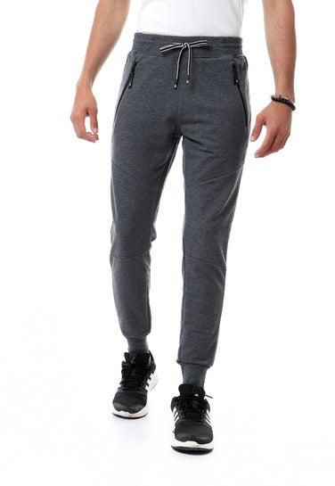 Side Zipped Pockets Sweatpants Grey