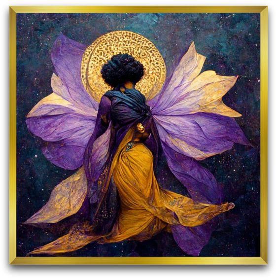 Purple Maid Gold Painting Wall Art Frame