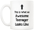 5Aup Christmas Gifts Funny Awesome Teenager Coffee Mug, This Is What an Awesome Teenager Looks Like, 11Oz Novelty Cups for Daughter Son Child, Unique Birthday Gifts from Dad Mom