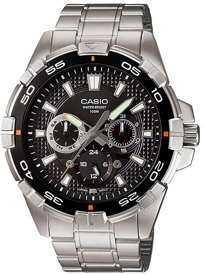 Watch for Men by Casio , Analog , Chronograph , Stainless Steel , Silver , MTD-1069D-1AV