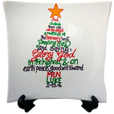Christmas Tree Bible Verse Plate with Stand