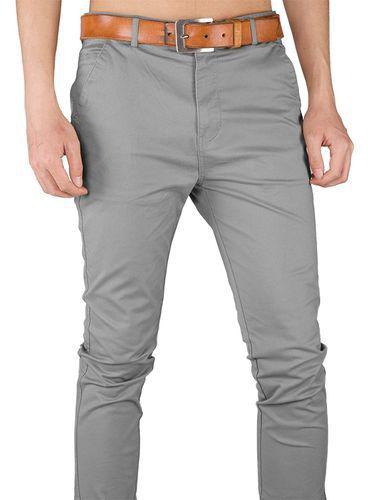 Fashion Soft Khaki Trouser Stretch Slim Fit Casual- Light Grey