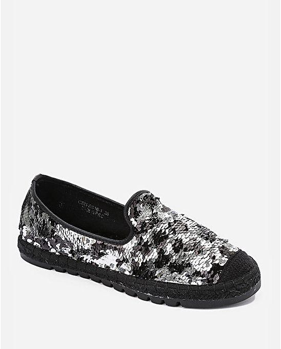 Joy & Roy Sequin Slip On Shoes - Black & Silver