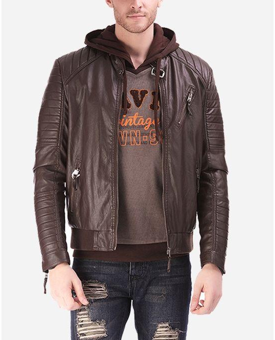 Ravin Casual Leather Jacket - Brown