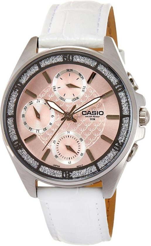 Casio Women's Pink Dial Leather Band Watch - LTP-2086L-7A