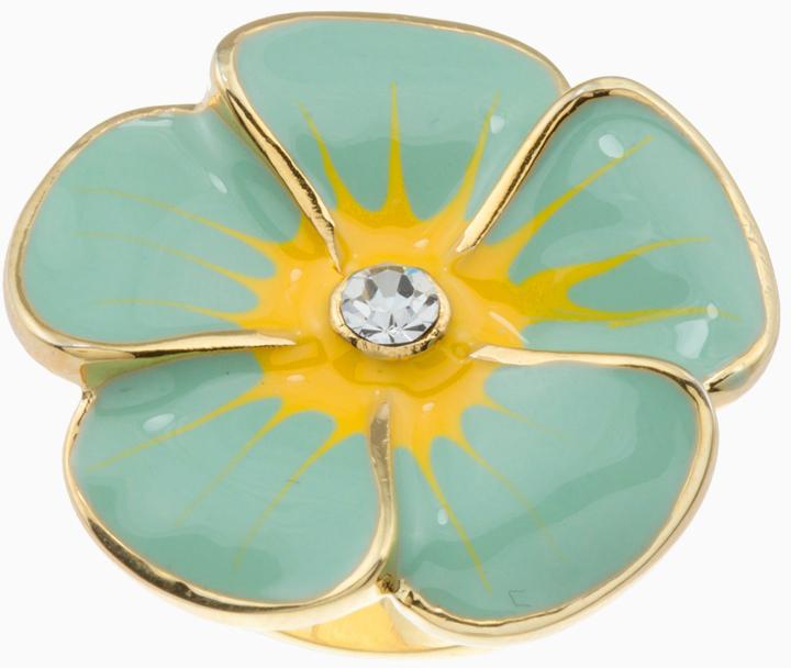 Kate Bissett 14k Gold Overlay Cubic Zirconia and Pastel Flower Cocktail Ring