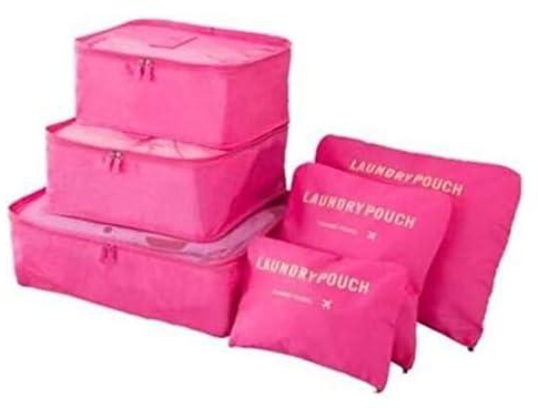 Travel Luggage Organizer, Travel Storage Bag for Suitcase, Packing Organizer, Travel Packing Pouches Packing Cubes, Clothes Sorting Package 7 Set,Pink