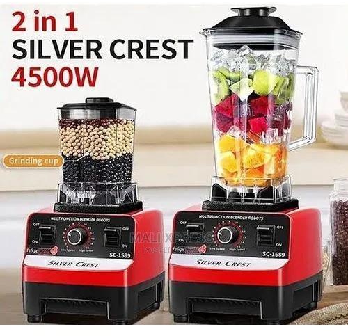 Silver Crest Heavy Duty Commercial Pro Blender +Grinder Jar high-performance power blender speed regulation stainless steel cutting blades crushes ice in seconds