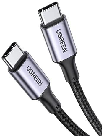 UGREEN USB C to USB C Cable 100W Fast Charge - 6FT USB 2.0 Type C 5A Power Delivery سلك شحن مجدول من النايلون متوافق مع MacBook Pro 2020 iPad Pro Samsung Galaxy S21 S20 Note 20 Dell XPS Pixel