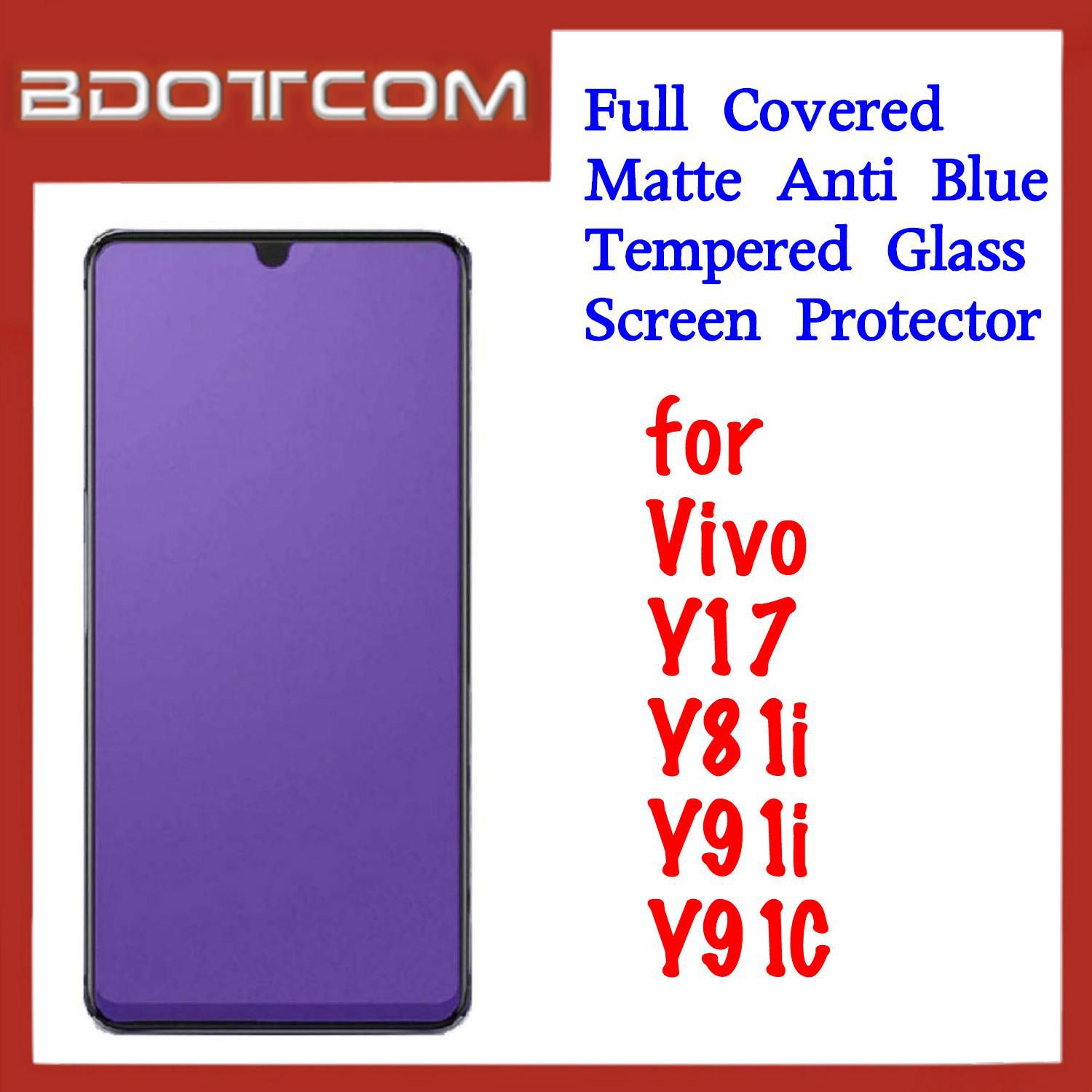 Bdotcom Full Covered Matte Anti Blue Tempered Glass Screen for Vivo Y17