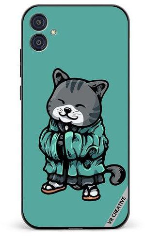 Protective Case Cover For Samsung Galaxy M04/F04 Kimano Cat Design Multicolour