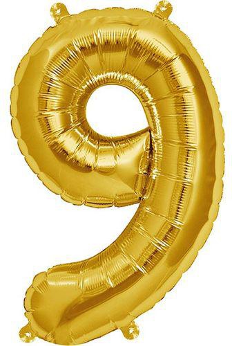 Generic FOIL balloon numbered 9 gold foil balloon NUMBERS