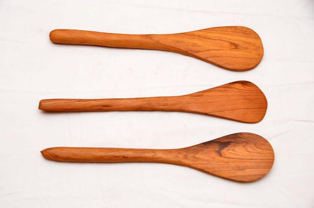 3 Pieces Of Medium Mwiko Ugali Wooden Bamboo Cooking