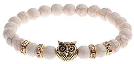 White Turquoise Bracelet with Owl Head