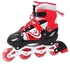 Adjustable Roller Skate Shoes LED Light Single Row Wheels, Red/Black - Size Small 31-34