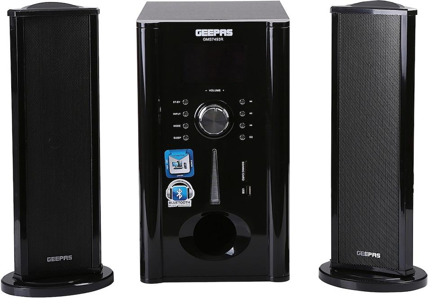 Geepas 2.1Ch Home Theater System - 25000 Watts Powerful 5.25&quot; Sub-Woofer | USB, Bluetooth &amp; Multiple-Devise, Multiple Devise Inputs | Surround Sound Effect Super Bass
