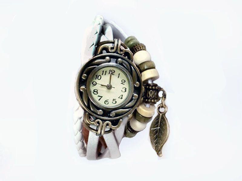 Women's Leather Vintage Wristwatches ladies bracelet Wristwatches WHITE