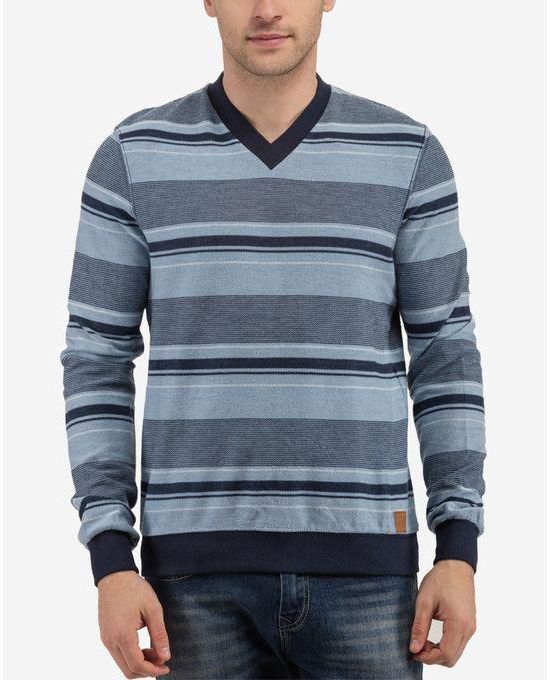 Ravin Striped V-Neck Sweatshirt - Blue Sky