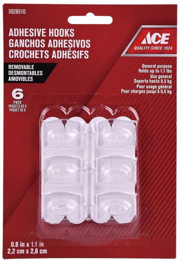 Ace Adhesive Hooks (2.2 x 2.8 cm, 6 pcs)