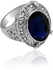 Anna Bella Women's Silver Plated with Blue Crystal Ring - Size 17