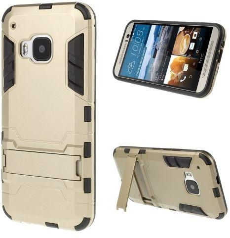 2 in 1 PC and TPU Hybrid Kickstand Case and Screen Protector for HTC One M9 - Champagne