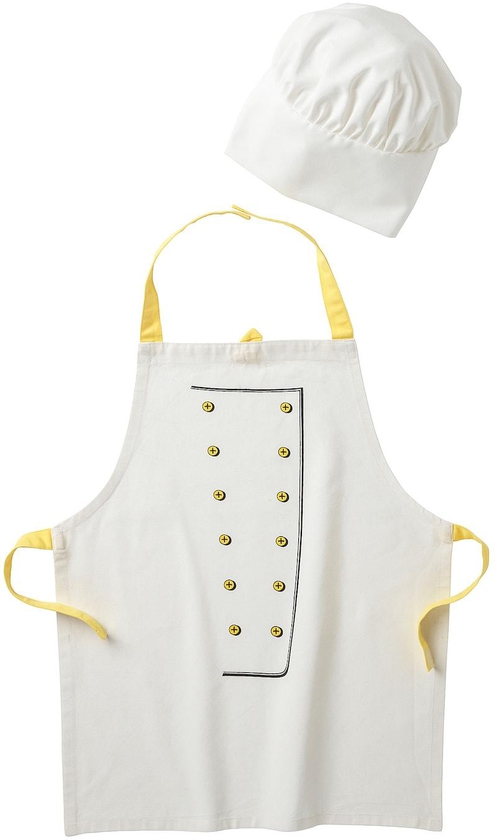TOPPKLOCKA Children’s apron with chef’s hat - white/yellow