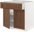 METOD / MAXIMERA Base cabinet with drawer/2 doors - white Enköping/brown walnut effect 80x60 cm