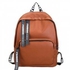 PU Leather Letter Ribbon Backpack - Brown