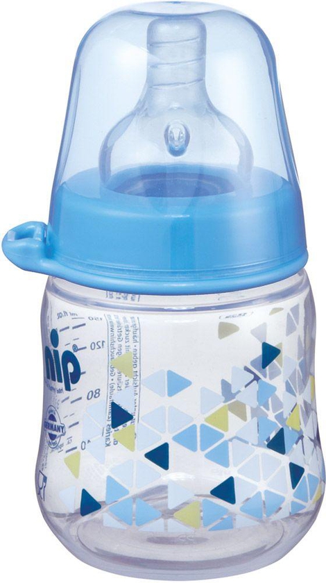 Nip Wide Neck Silicone Baby Bottle 150ml [Blue Triangles, 350557]
