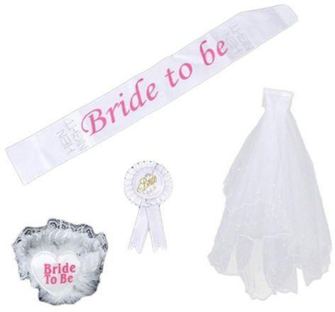 Universal Bachelor Party Bride To Being Etiquette With Badge Leg Ring Veil Set With Comb Bride Gauze Veil