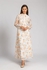 Esla Floral Pattern Long Sleeves Dress With Chest Ruffles - White & Orange