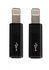 2-Piece Micro USB Adapter Cable For Apple iPhone 5/5S/5C iPod/iPad 4 Mini Black/Silver