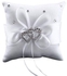 Bowknot Double Heart Ring Pillow White 10x10centimeter