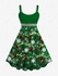 Plus Size Christmas Ball Light Snowflake Sparkling Sequin Glitter 3D Print Tank Party Dress - 5x