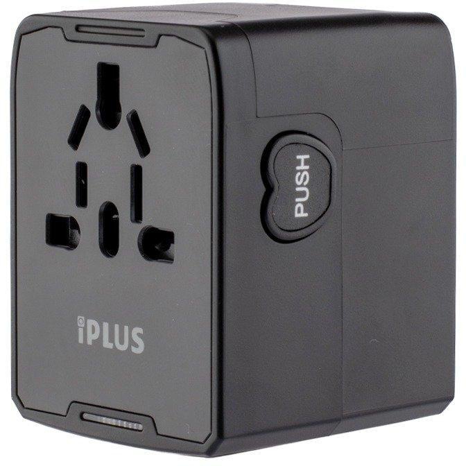 IPLUS, World Travel Adapter with 1 Universal Socket, 3USB + 1 Type-C Ports