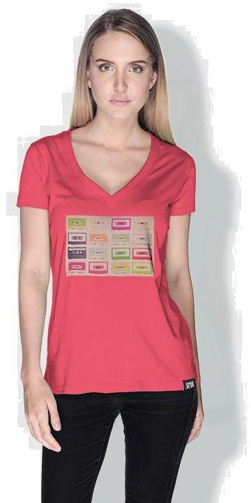 Creo Tapes Retro T-Shirts for Women - L, Pink