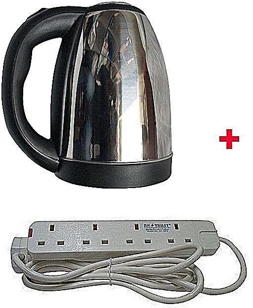 Scarlett 2 Ltrs Cordless Electric Kettle + 4 Way RK-TRUST Power Cable