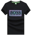 Black Boss Short Sleeve Logo crested Round Neck T-shirt