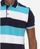 Concrete Wide Striped Polo Shirt - Navy Blue , Blue & White