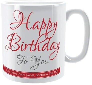Happy Birthday To You Printed Mug White/Red