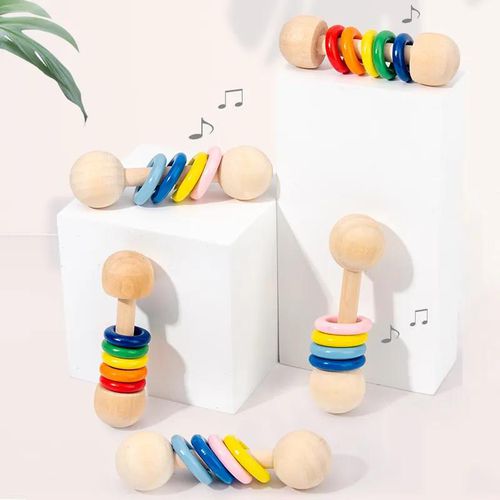 Cartoon Wooden Rattle Baby Orff Musical Instrument Hand Training Toy 3pcs