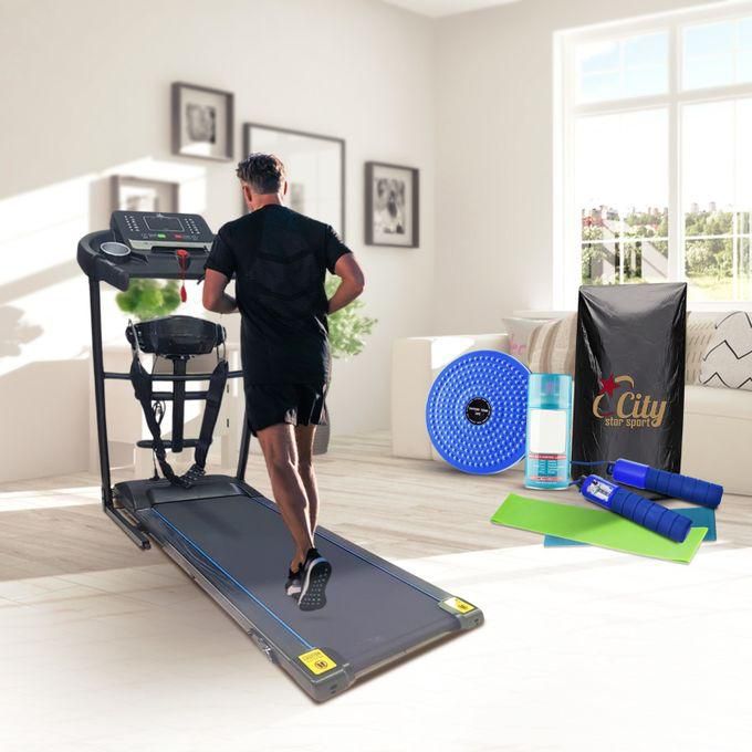 City Star Multifunctional Electric Treadmill With Massage Belt And Continuous Operation And The Weight Of The User Is 130 Kg City Stars Fitness And Five Wonderful Gifts Cover The Device + A Set Of Five Pieces And A Twister Disc And Dumbbells And Oil And The Device
