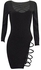 Fashion Lady Women Elastic Celebrity Bandage Dress Sheath Halter Strap Club Party Tight Mini Dresses Black(Int:L)