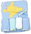 Generic Hooded Baby Towel with 4 Washclothes - Blue .