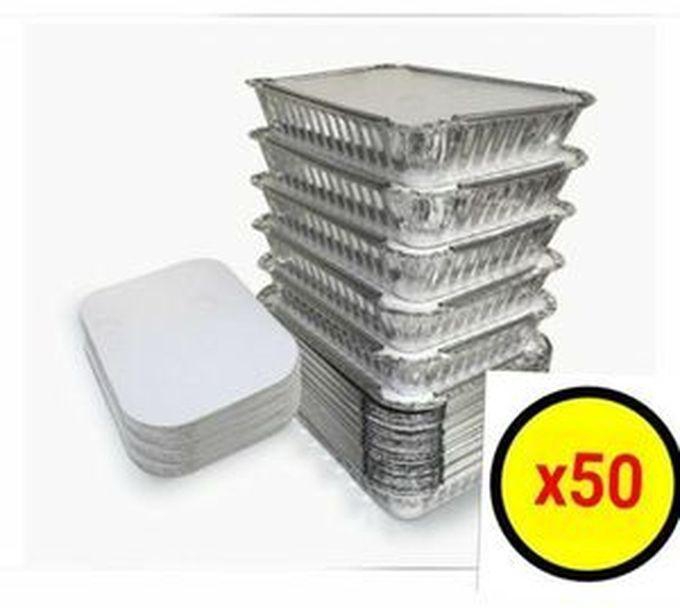50 Pieces Big Size Aluminum Takeaway Container With Lid,Pan