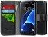 جراب جالكسي اس 7 , Galaxy S7 , محفظة جلد أسود , مكان للبطاقات والنقود